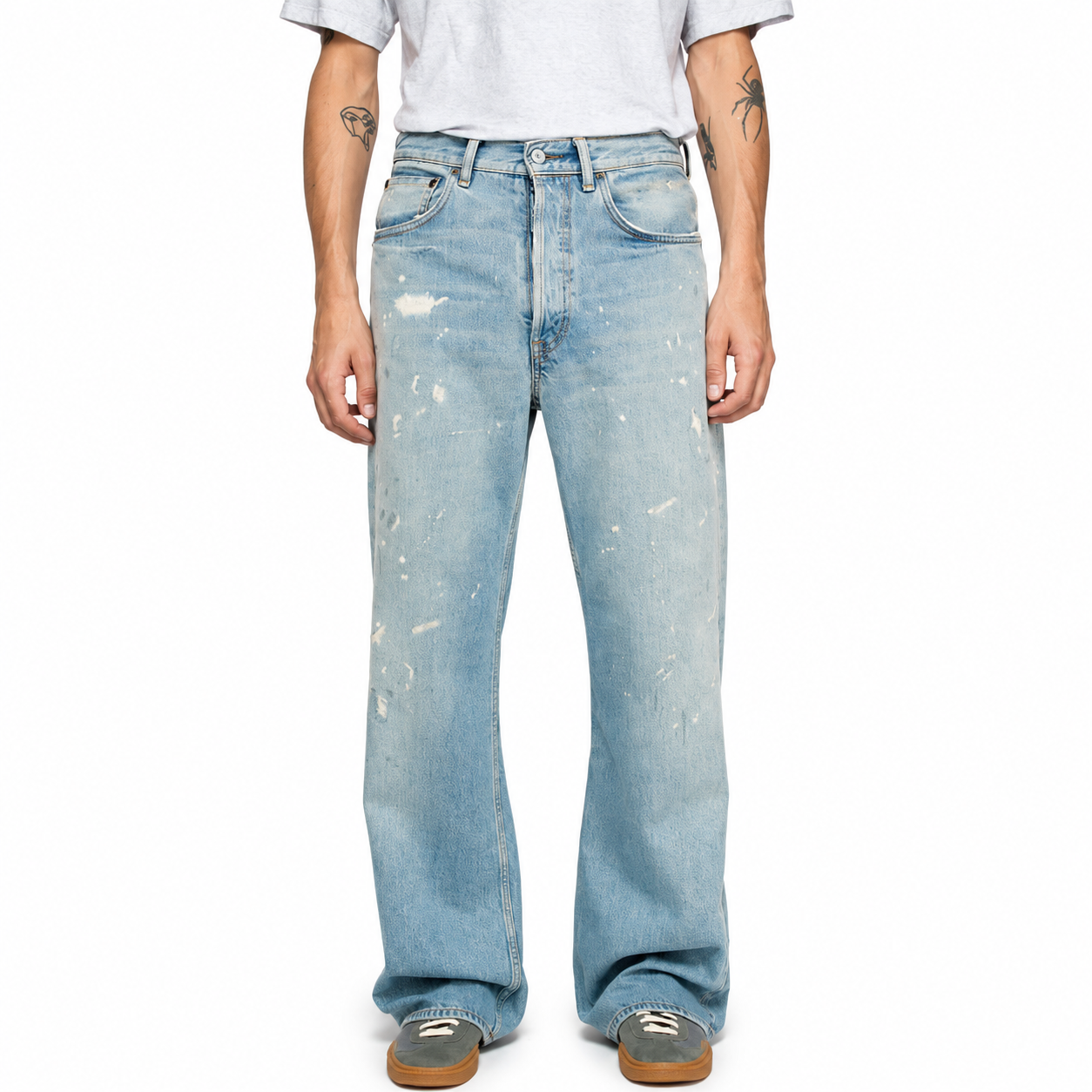 Paint Splatter Wide-Leg Jeans
