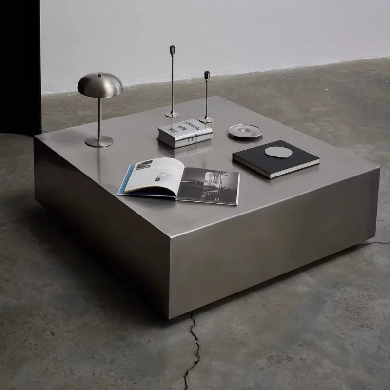 Square Industrial Coffee Table Stainless Steel Luxury Side Table Living Room Decoration Tea Tables Unique Premium Home Furniture