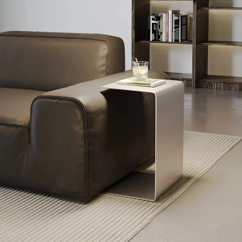 Italian Minimalist Stainless Steel Iron Edge Table Movable Corner Table Next To Sofa Modern Light Luxury Small Furniture