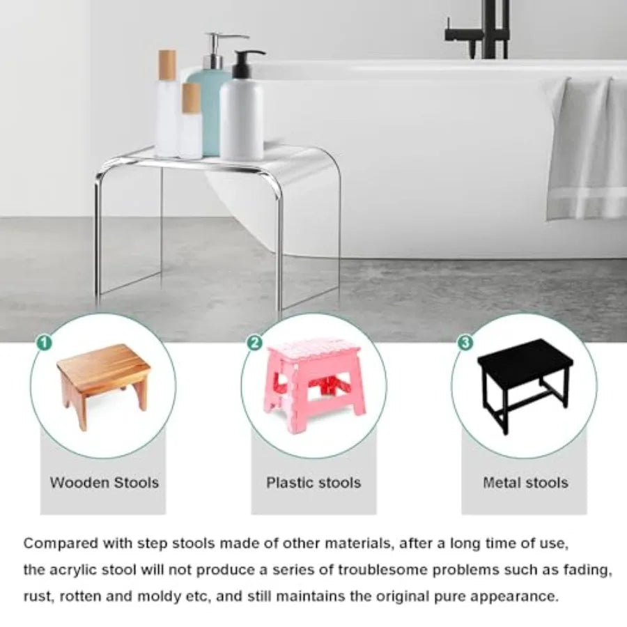 Step Stool for Acrylic Stools Acrylic Step Stools for Adults Small Step Stool 12 Inches Stool Bathroom Clear Step Stools Toilet