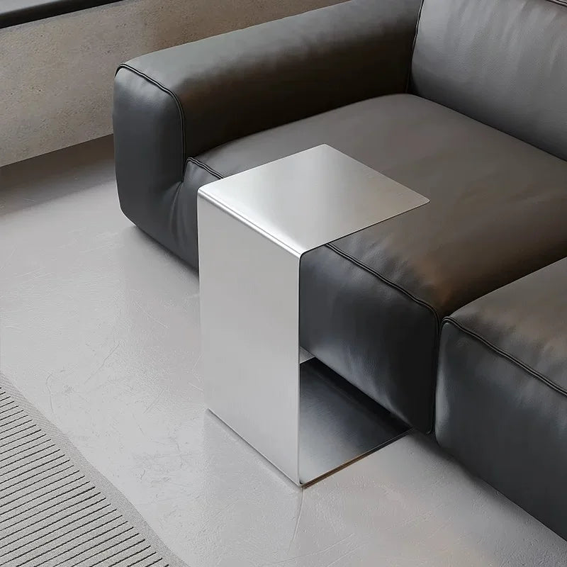 Italian Minimalist Stainless Steel Iron Edge Table Movable Corner Table Next To Sofa Modern Light Luxury Small Furniture
